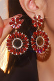 Röda fashionabla strass blomma örhängen