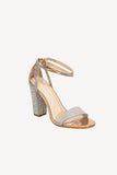 Rhinestone Chunky Heel Ett Spänne Sexiga Högklackade Sandaler