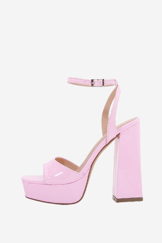 Chunky Pink One Strap High Heel Sandaler
