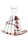 Svart Halloween A-linje Spaghetti Strap Vintage Klänning