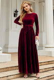 A Line Jewel Neck Svart Sammet Holiday Party Klänning