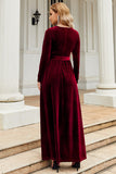 A Line Jewel Neck Svart Sammet Holiday Party Klänning