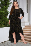 En linje Bateau Neck Svart Sammet Plus Size Holiday Party Klänning