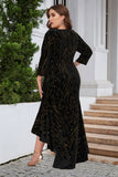 En linje Bateau Neck Svart Sammet Plus Size Holiday Party Klänning