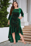 En linje Bateau Neck Svart Sammet Plus Size Holiday Party Klänning