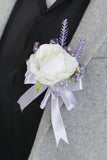 Elfenbensrosa Handled Corsage och män Boutonniere inställd för balbröllopsfest