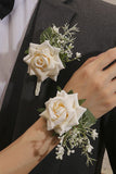 Elfenben Wrist Corsage och män Boutonniere inställd för balfest