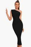 Bodycon En axel Svart Party Klänning