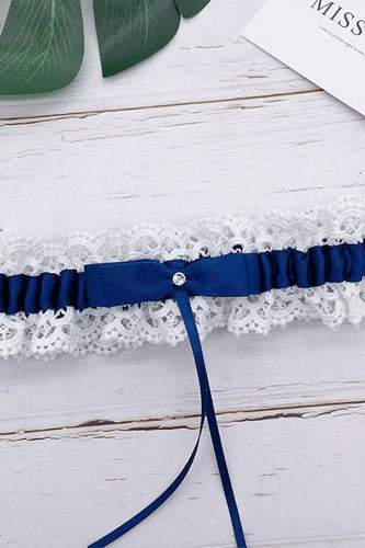 Royal Blue Lace Beaded Bröllopsstrumpeband