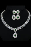 Royal Blue Crystal Halsband Örhänge Smycken Set