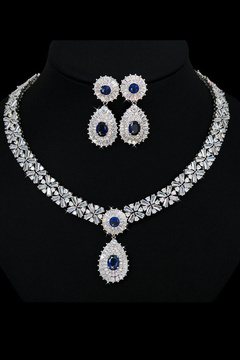 Load image into Gallery viewer, Royal Blue Crystal Halsband Örhänge Smycken Set