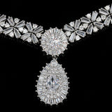 Royal Blue Crystal Halsband Örhänge Smycken Set
