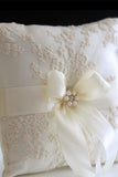 Elfenben Spets Pearl Bowknot Ring Bearer Kudde