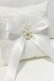 Elfenben Spets Pearl Bowknot Ring Bearer Kudde