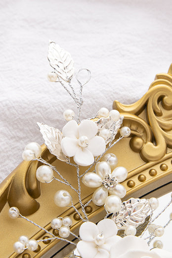 Vita blommor Pärla Pannband