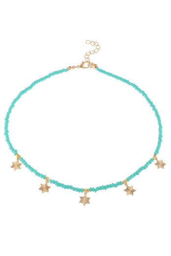 Blått Boho stil halsband med stjärnor