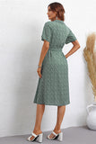 Grön tryckt V-Neck Short Sleeves Summer Dress