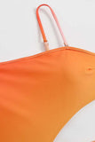 Hög midja Orange Badkläder i ett stycke med utskuren