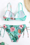 Grönt främre kors tvådelade bikiniuppsättningar