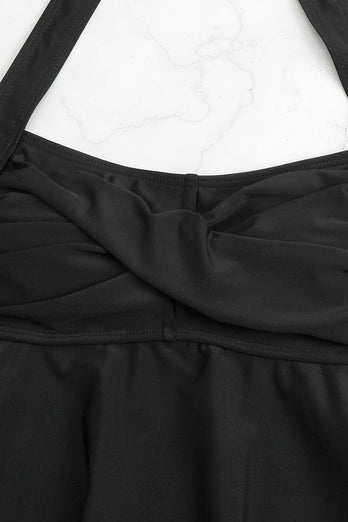 Black Halter Två delar främre korsbadkläder
