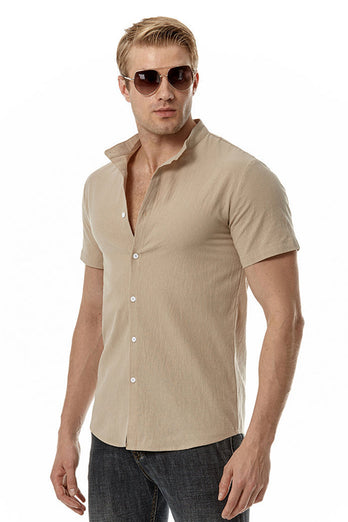 Svart Tillfällig Sommar Kortärmad Skjorta För Män