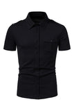 Svarta Slim Fit Kortärmade Toppar för män