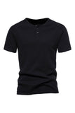 Knappar Sommar Kortärmad Tillfällig T-shirt för Män