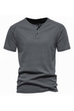 Knappar Sommar Kortärmad Tillfällig T-shirt för Män