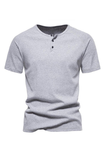 Knappar Sommar Kortärmad Tillfällig T-shirt för Män