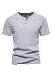 Knappar Sommar Kortärmad Tillfällig T-shirt för Män