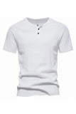 Knappar Sommar Kortärmad Tillfällig T-shirt för Män