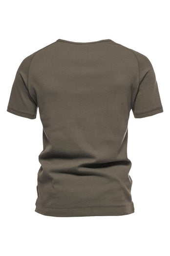 Knappar Sommar Kortärmad Tillfällig T-shirt för Män