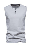 Sommar ärmlösa Knappar T-shirt för Män