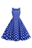 Svarta Prickar Vintage 1950-Talets Klänning