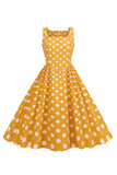 Svarta Prickar Vintage 1950-Talets Klänning