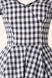 Svart Gingham Av Axeln Vintage 1950-Tals Klänning