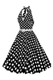 Röd Hepburn Stil Grimma Prickar 1950-Tals Klänning