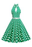 Röd Hepburn Stil Grimma Prickar 1950-Tals Klänning