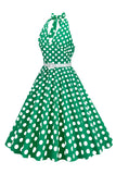 Röd Hepburn Stil Grimma Prickar 1950-Tals Klänning