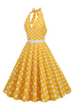 Röd Hepburn Stil Grimma Prickar 1950-Tals Klänning