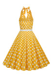 Röd Hepburn Stil Grimma Prickar 1950-Tals Klänning
