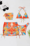 Orange Grimma Tryckt Bikini Set