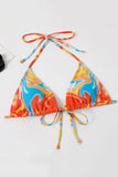 Orange Grimma Tryckt Bikini Set