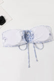 Rosa Blommig 2-Delad Tube Top Baddräkt