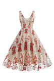 Svart Swing 1950-Tals Klänning med Broderi