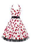 Hepburn Style Grimma Tyll Svart Tryckt 1950-Tals Klänning