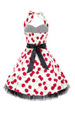 Hepburn Style Grimma Tyll Svart Tryckt 1950-Tals Klänning