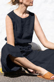 Damer ärmlös elastisk midja vida ben jumpsuit