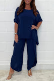 Kvinnor Mid Sleeve Pullover 2 Piece Loose Casual Suits
