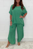 Kvinnor Mid Sleeve Pullover 2 Piece Loose Casual Suits